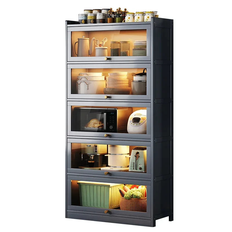 ZZXL Sideboard Dust-Proof Cabinet Floor Storage Cabinet Household Multi-Layer Oven Microwave Oven