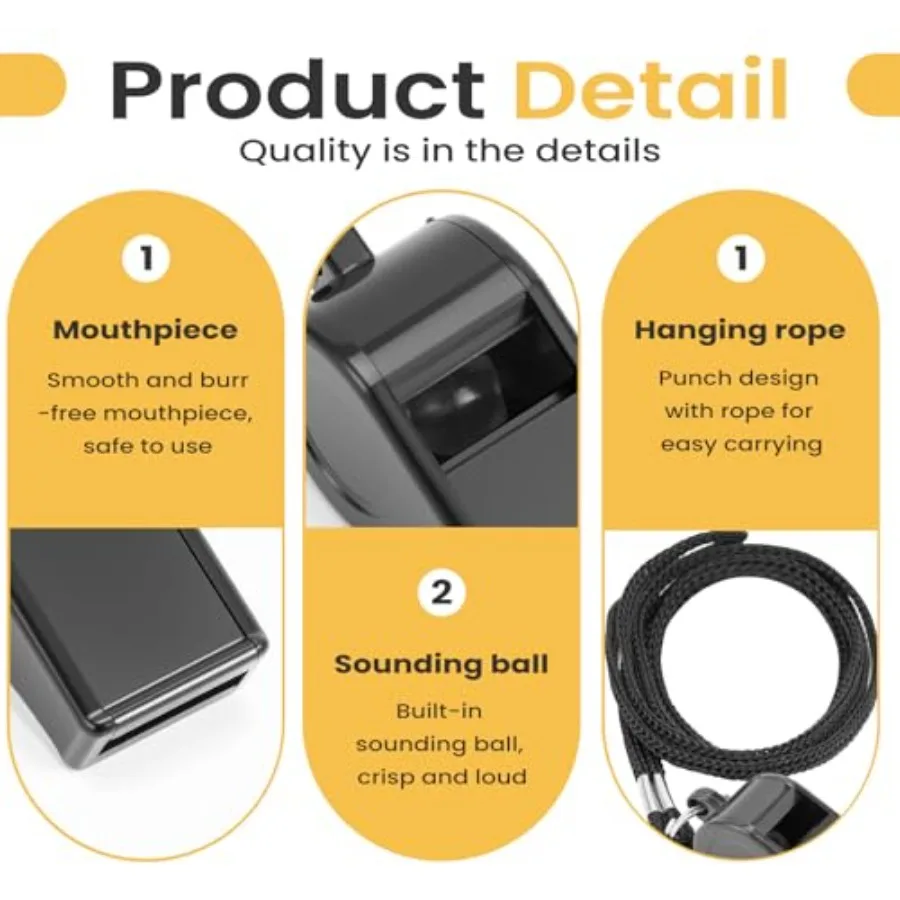 2 Buah Peluit Olahraga dengan Tali Peluit Suara Jernih dan Keras Ideal untuk Pelatih Wasit Petugas Penggemar Luar Ruangan dan Keluarga