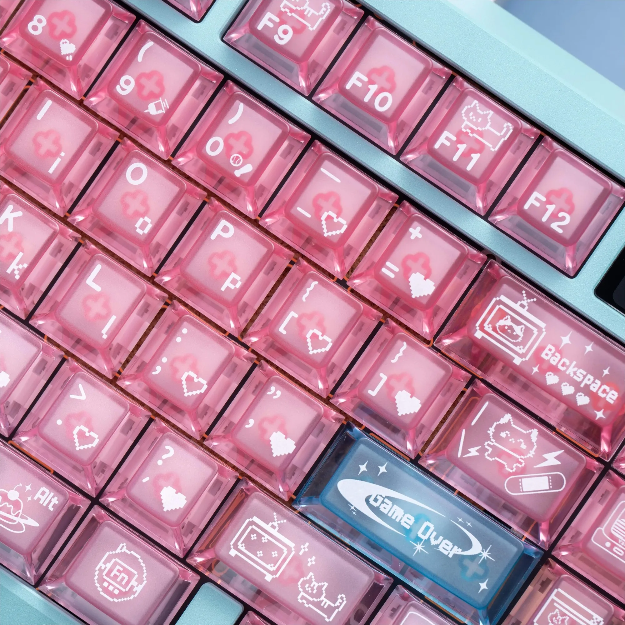 Copritasto trasparente satinato rosa da 109 tasti per tastiere meccaniche da gioco MX Switch 87% layout Materiale PC Copritasti con profilo Cherry