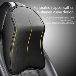 3D Nappa Leather Memory Foam Headrest Travel Rest Pain Relief Pillow Car Seat Support Headrest Cushion Universal Auto Neck