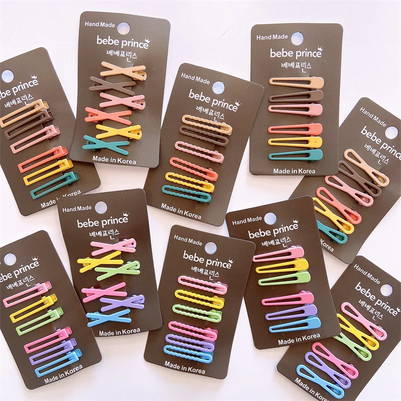 6Pcs/Set Korean Simple Solid Color Hair Clips For Girls Bowtie Hairpins Baby Side Clips For Hair Kids Barrettes Hair Accesories