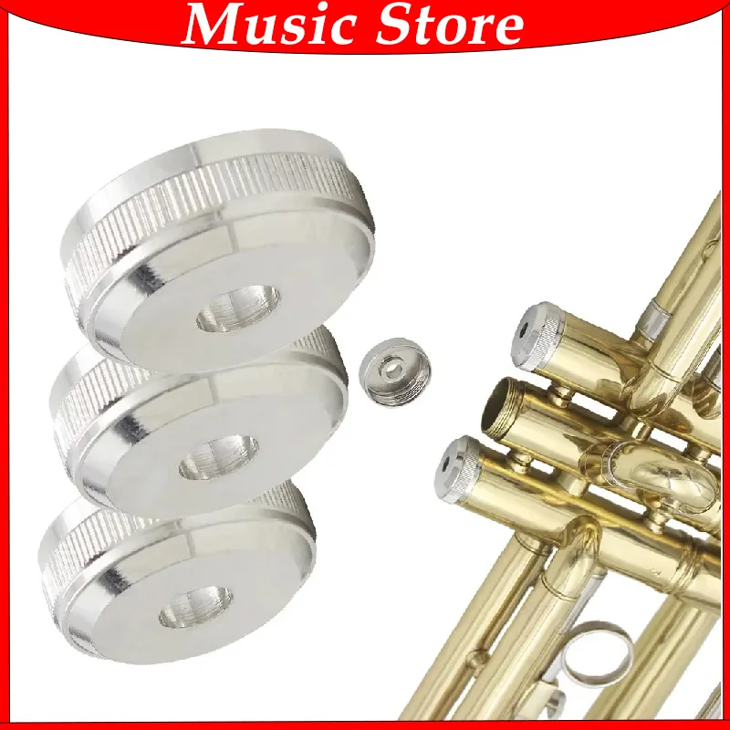 3 pçs botão trompete tampa do pistão válvula inferior capa & parafuso superior pistão capa superior acessórios de instrumento musical de bronze