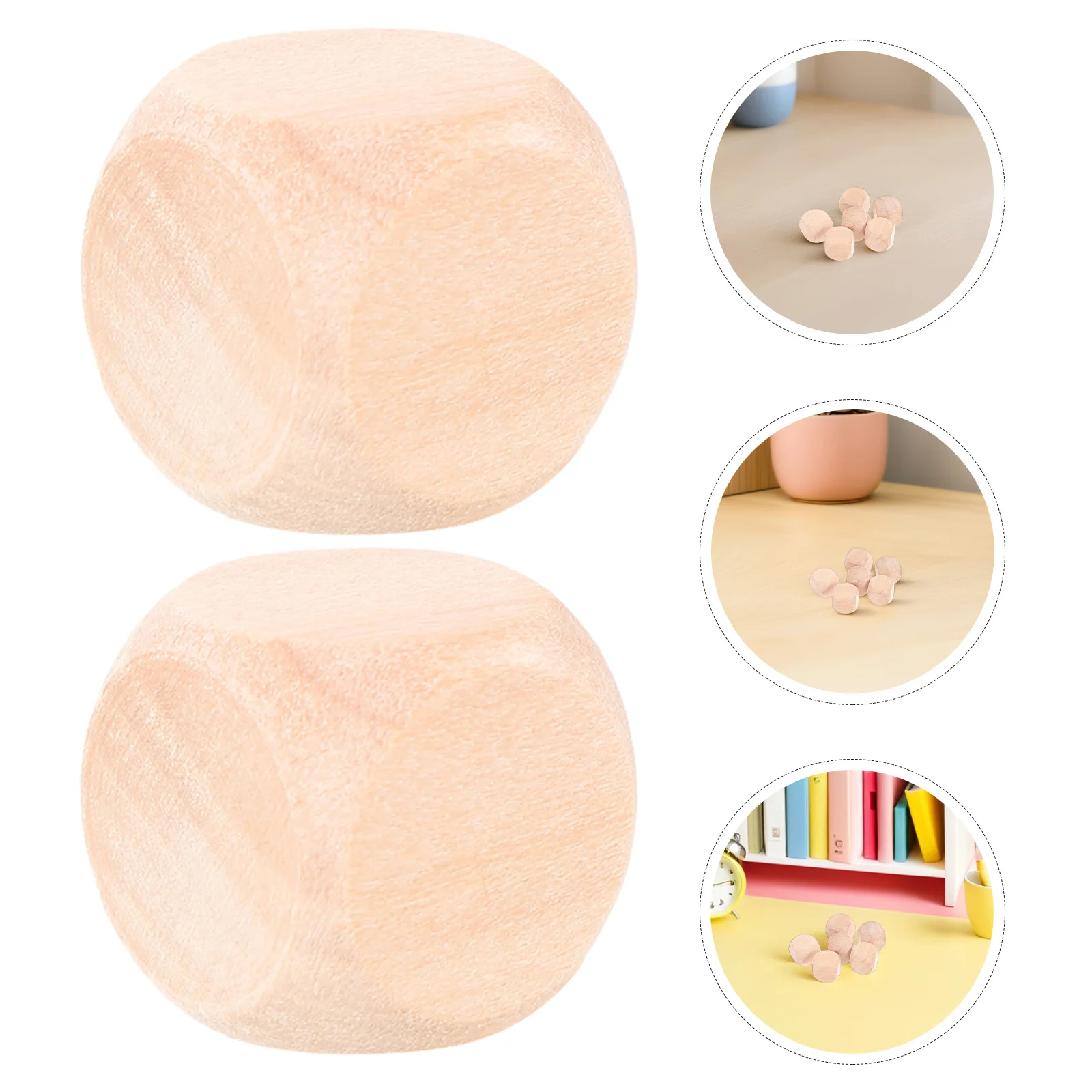 

50Pcs Wooden Six Sided Blank Smooth Rounded Corner for DIY Crafting Graffiti Board Game Party Supplies 18Mm