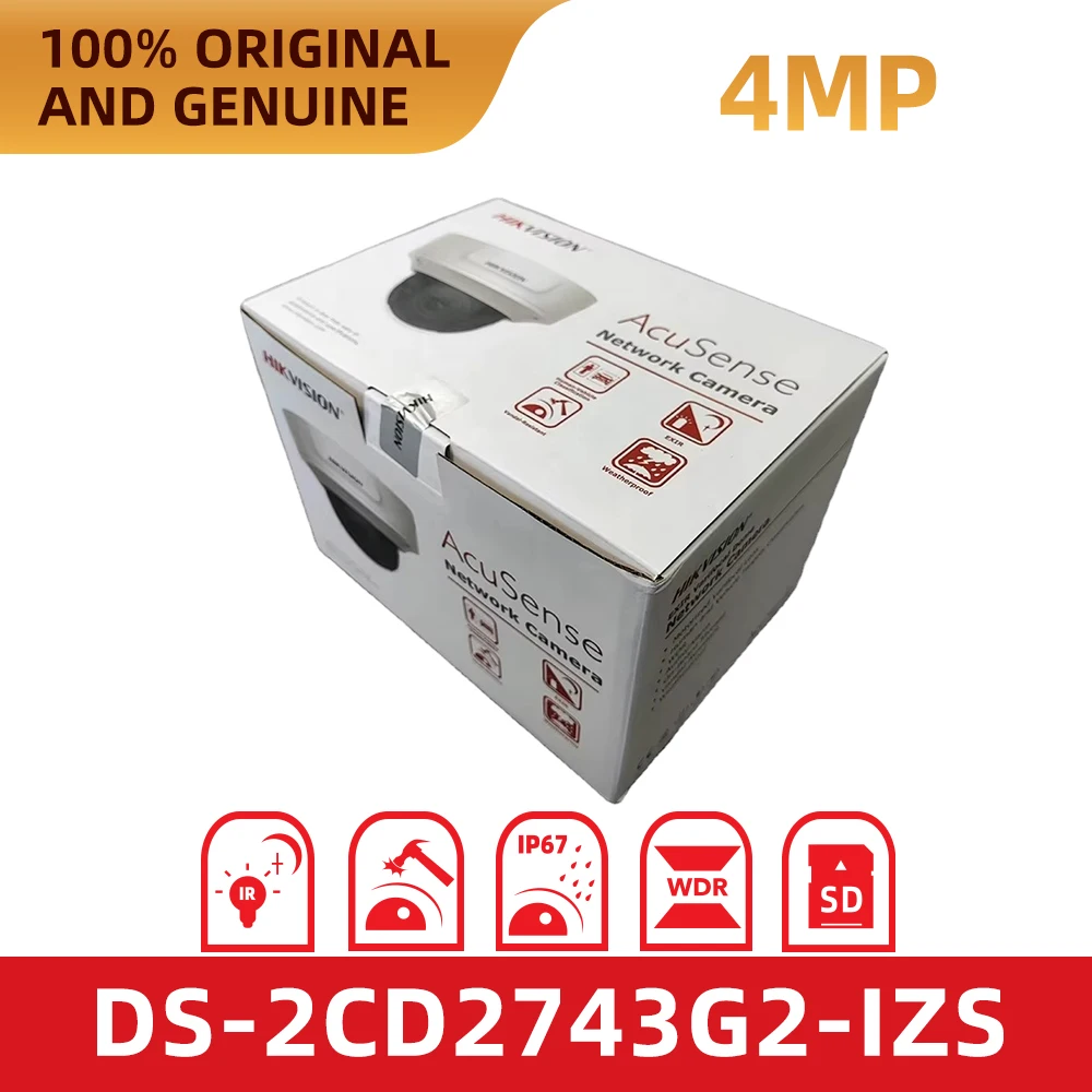 DS-2CD2743G2-IZS 4MP AcuSense Dome IP Camera 2.8-12mm Motorized Zoom 120dB WDR IR40m IP67 IK10 Outdoor CCTV Security Camera