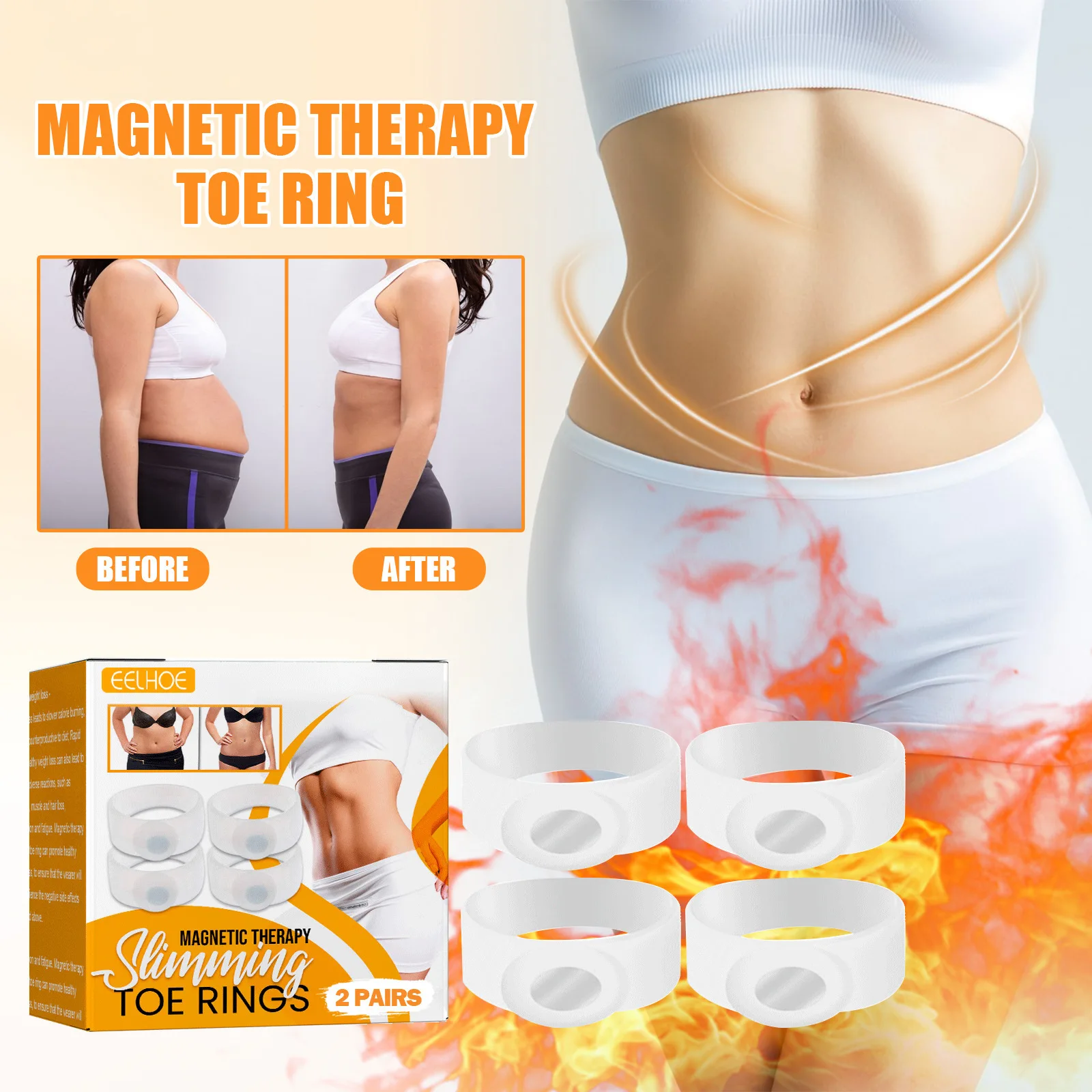 2pairs Magnetic Toe Ring Improve Body Shape Silicone Lose Weight Toe Ring Metabolism Reduce Fat Products Slim Products Pesas