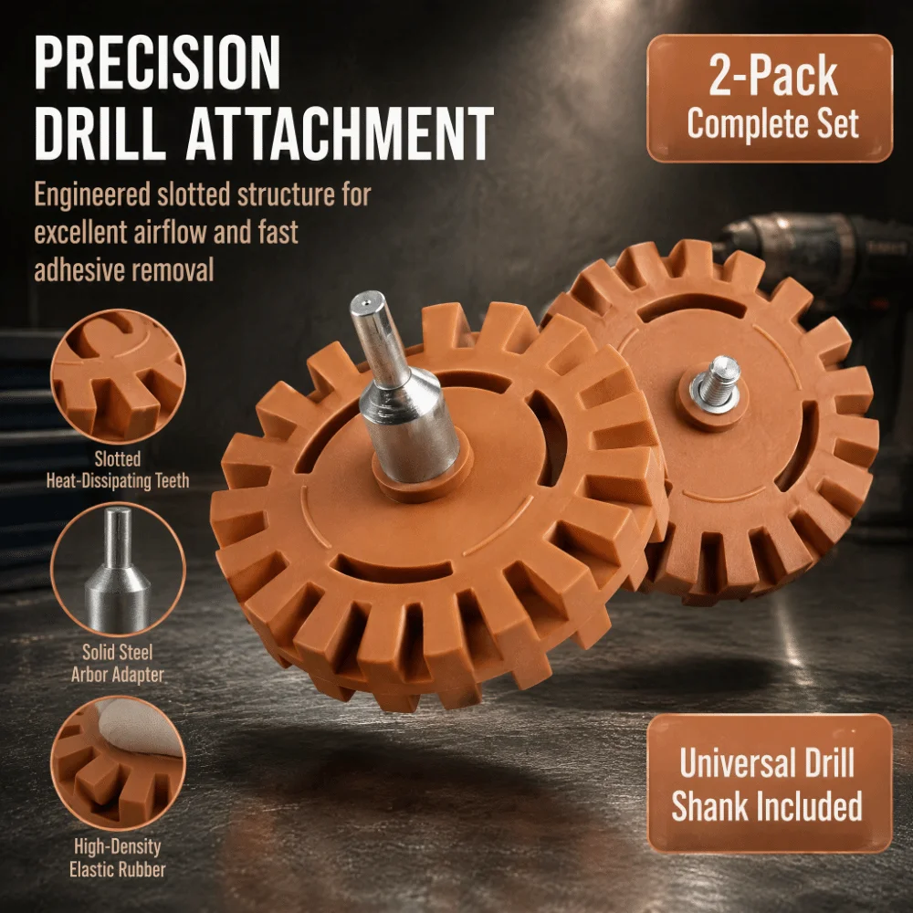 2pcs 4000 RPM Speed Pneumatic Rubber Remover Pneumatic Powered Eraser Wheel Design Sticker Removal Tool Decal Removal Scraper