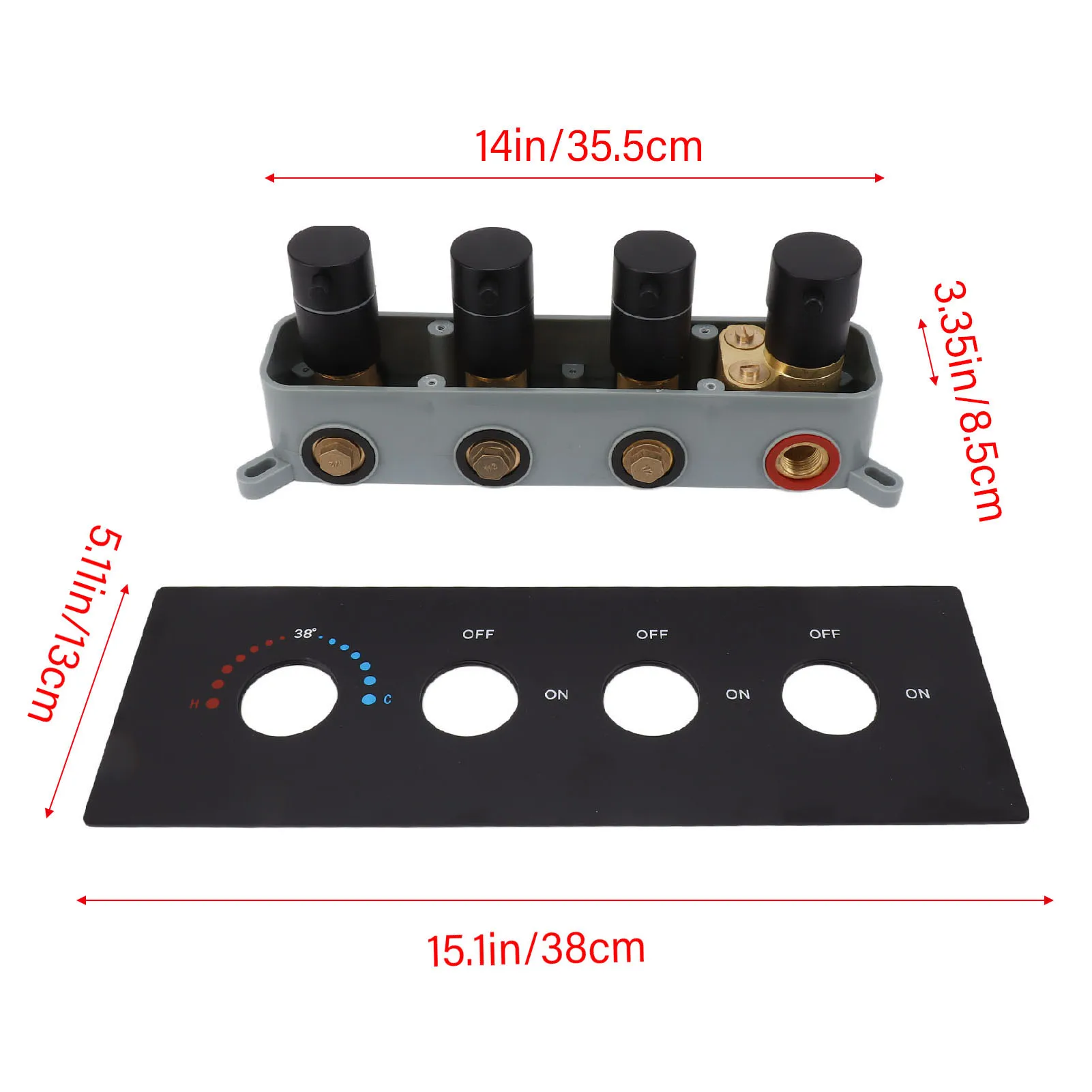 Diverter Valve Shower Diverter Valve  Thermostatic Mixer Brass 3 Way Valve Kit with 4 Round Knobs Shower Diverter Valve