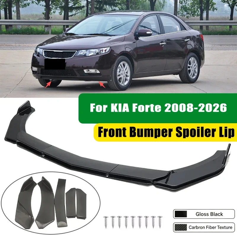 For KIA Forte 2008-2026 5Pcs ABS Car Front Bumper Lip Spoiler Splitter Body Kit Canard Tuning Accessories