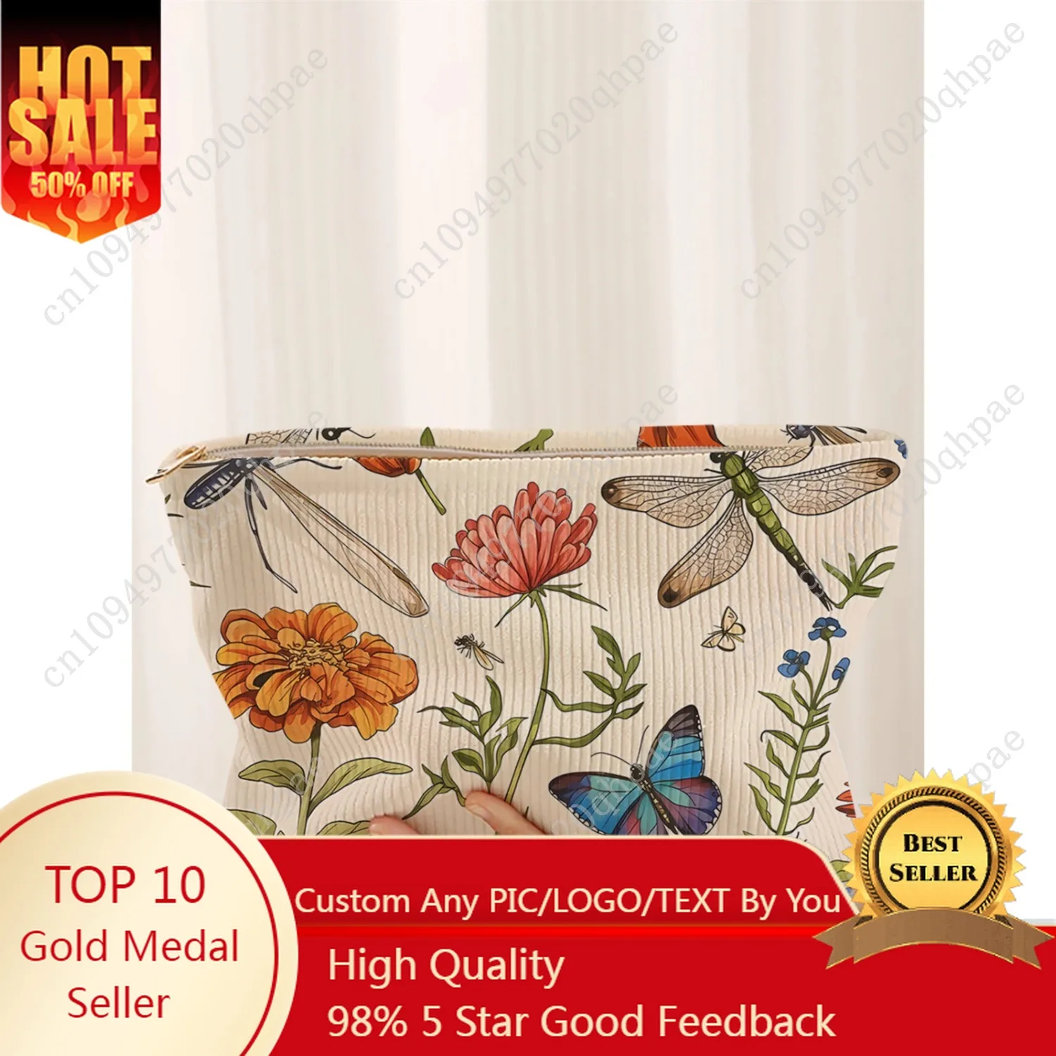 1 حقيبة مكياج سروال قصير منقوشة بالزهور، صندوق تخزين مكياج بسحاب خفيف الوزن، حقيبة متعددة الوظائف مع بطانة #1