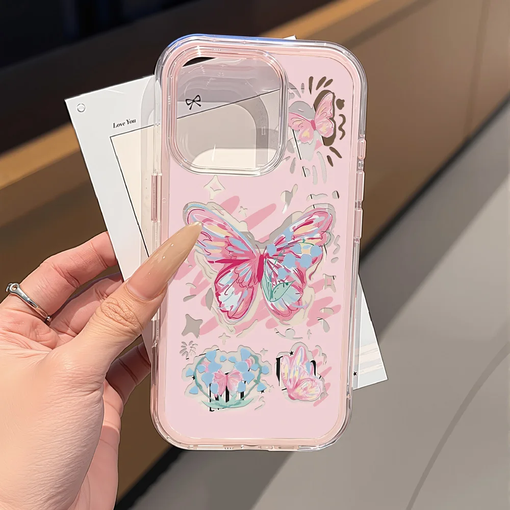 2 في 1 كاندي اللون قضية الهاتف آيفون 17 برو ماكس 13 16 11 15 14 12 الهواء 17 برو ماكس سيليكون شفاف فراشة فوندا غطاء #2