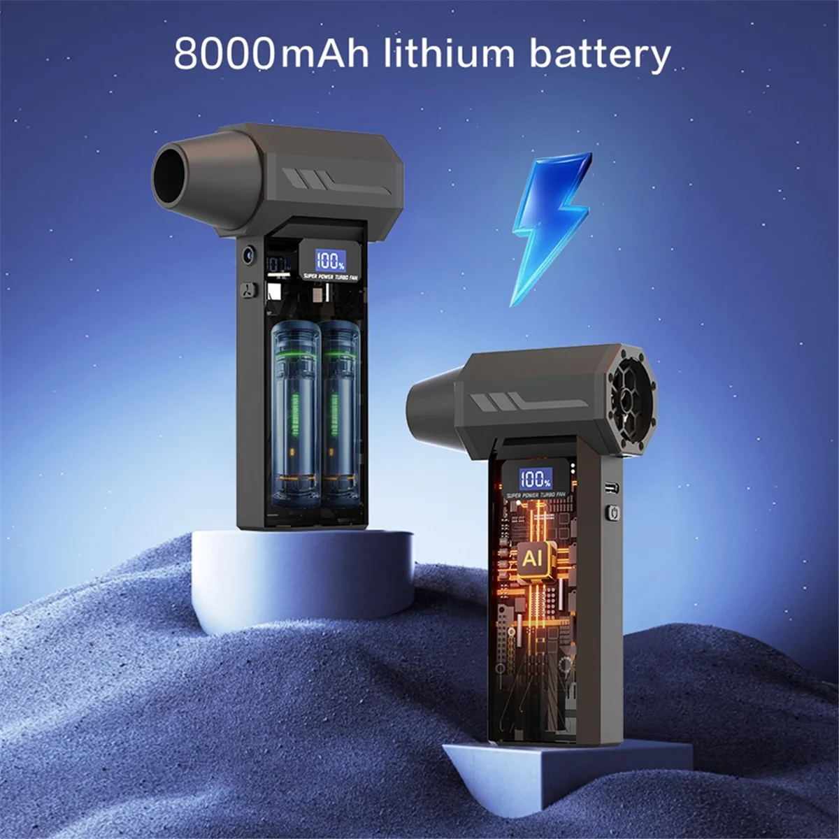A002 Portable Air Blower 4-Gear Adjustment Blower LED Lighting Battery Display Cordless Compressed Air Duster