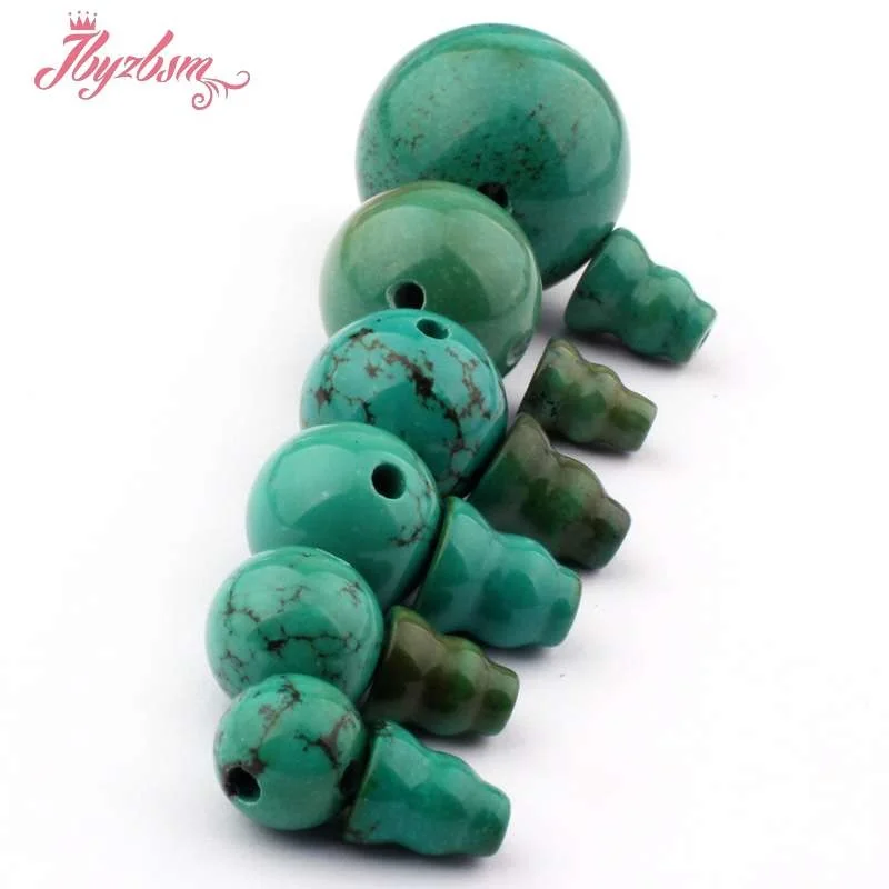 Natural Turquoise Round Pagoda Tibet Guru Spacer Stone Beads 1Set For DIY Bracelet Jewelry Making 8/10/12/14mm Free Shipping