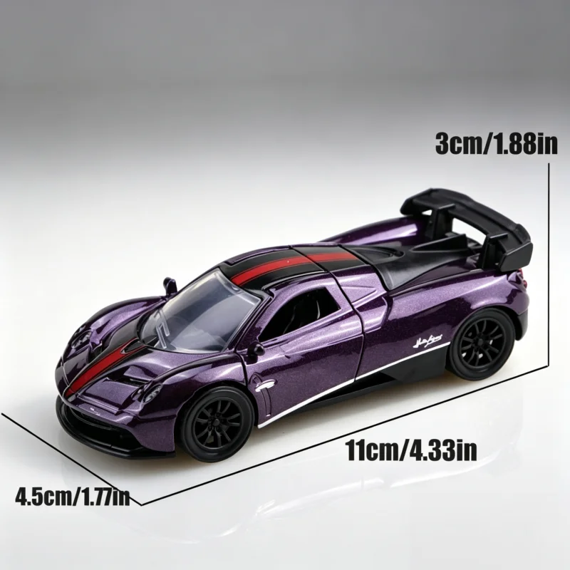 Alloy die-cast supercar model toy, pull-back simulation sports car with openable doors, 1:32 scale multi-colored collectible veh view 4