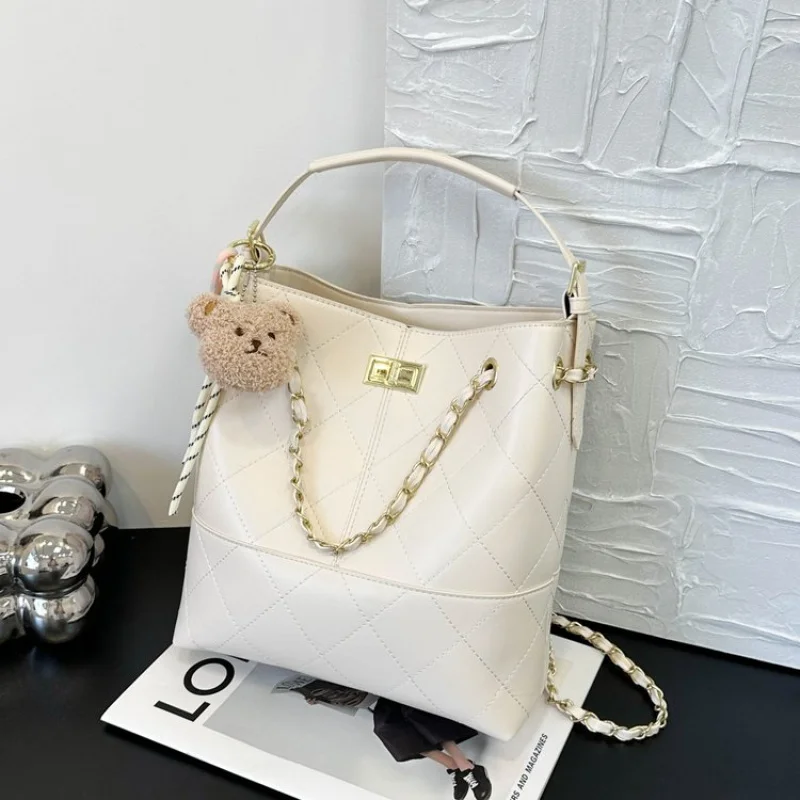 

Fashionable Solid Color Tote Bag Elegant Paris Designer Vintage Leather Crossbody Handbag Large Capacity Shopper