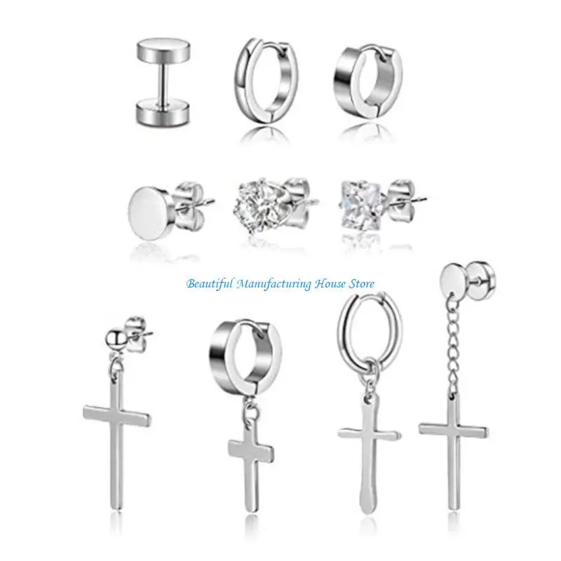 

E56A 10 Set Earrings Hinged Dangle Earring Hoop Tassel Ear Jewelry Present