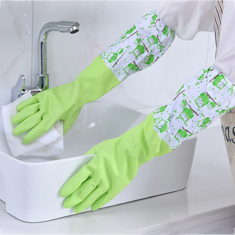 Household Gloves Latex Free Cleaning Gloves  Extra Long Cuff 47cm and Vinyl Textured Grip 1 Pair