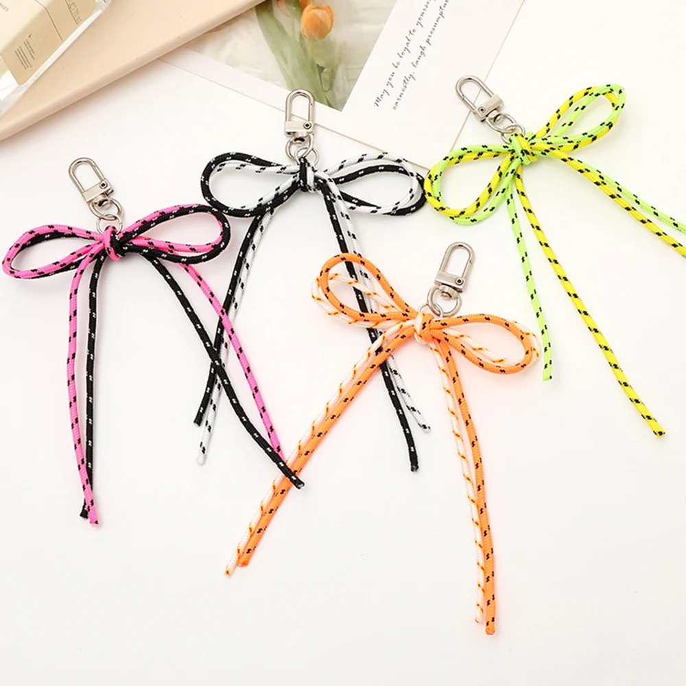 1PC Bag Pendant Nylon Rope Braided Keychain Women Bag Decoration INS Hand Woven Bag Accessories Sweet Colorful Woven Rope String