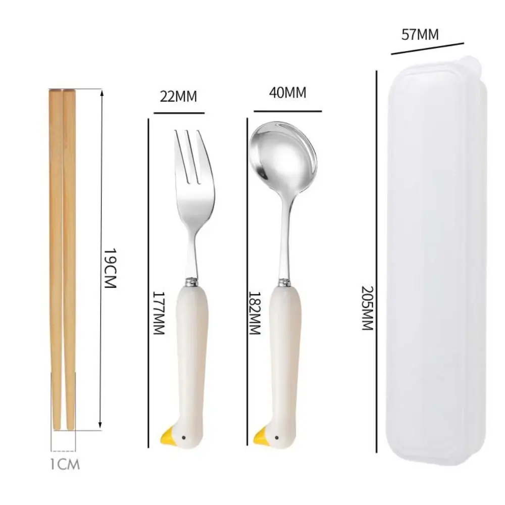 Stainless Steel Cartoon Animals Cutlery Set Ceramic Handle Polished Smooth Children Flatware Set with Box Spoon Fork Set School