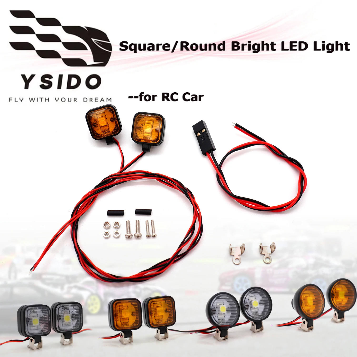 Faros delanteros brillantes de 15/12mm, luces LED 5100/5101 con soporte de Metal ajustable, colores de luz blancos y amarillos para accesorios de coche RC