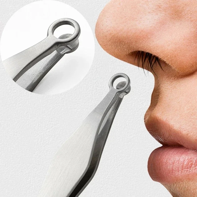 Nose Hair Trimming Tweezers Universal  Round Tip Trimmer Stainless Steel Removal Eyebrow Nose Hair Cut Manicure Facial