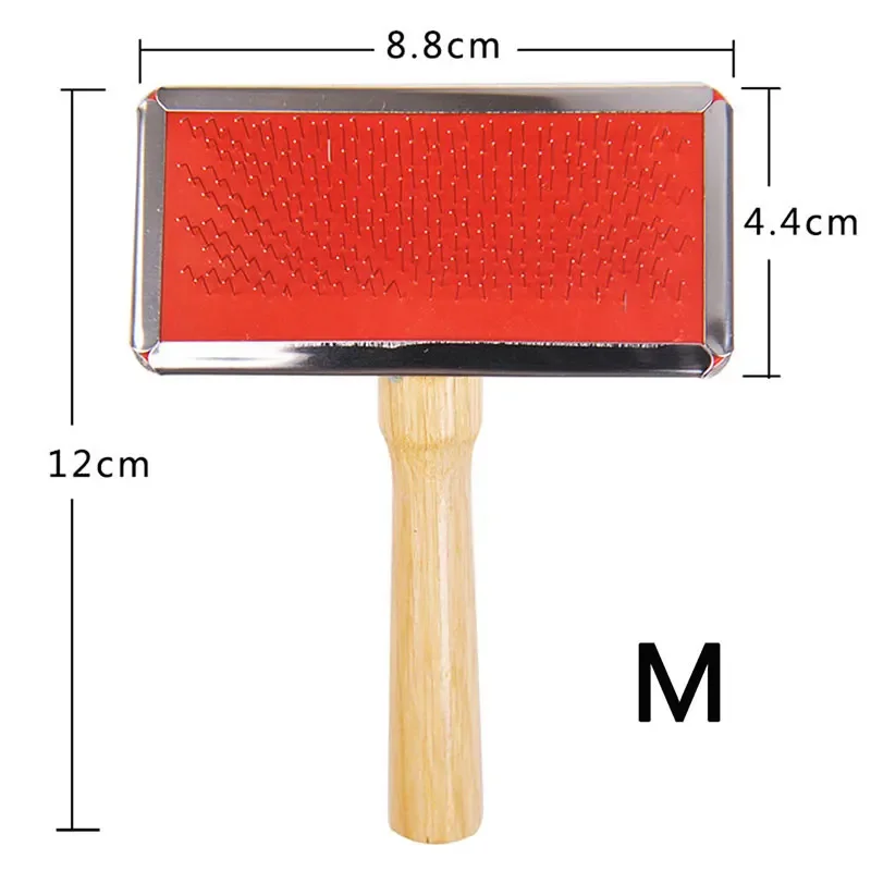 Red Grooming Tool Fur Shedding Portable Hair Comb Pet Brush Multi-purpose Wood Metal Dog Cat Removal Square Dog Bedroom Supplies