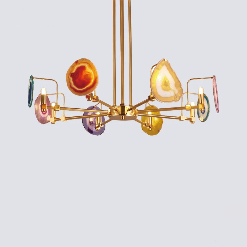 Luxury Living Room Modern Residential Hanging Light Agate Chandelier & Chandelier