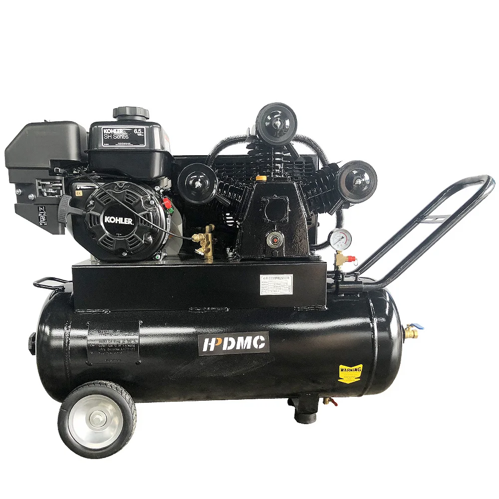 6.5HP Protable Heavy duty Compressor 20-Gallon Horizontal Portable Single-Stage 17cfm@125psi KOHLER Engine Industrial Gas Driven
