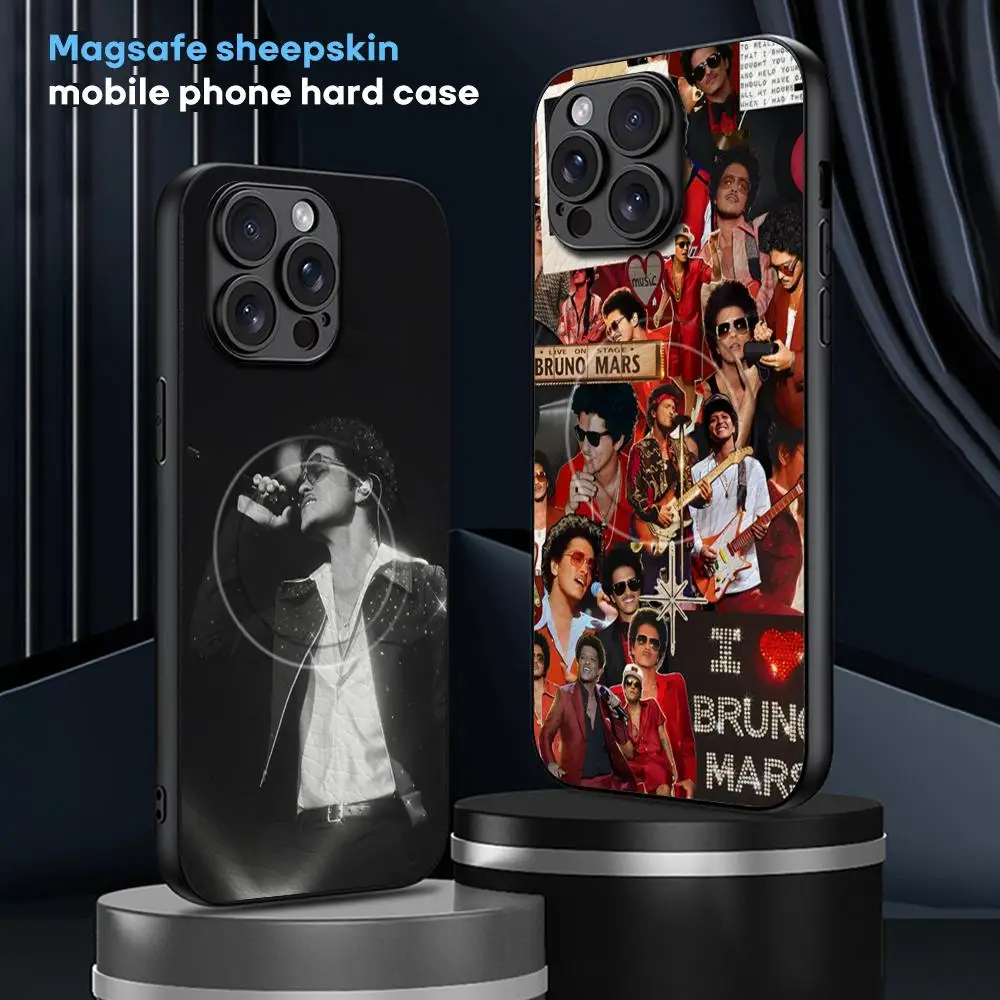 Singer B-Bruno Ma-rS Cool Hot Phone Case For iPhone 16 15 14 13 12 11 Plus Pro Max  High-end Luxury Magsafe Sheepskin