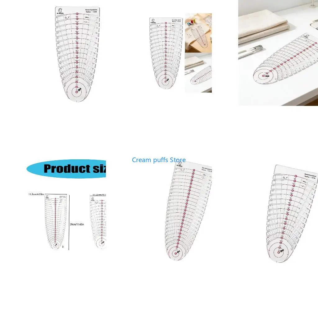50LE Efficient Sewing Ruler Measurement Tool With Inch Markings For Fabric Cutting