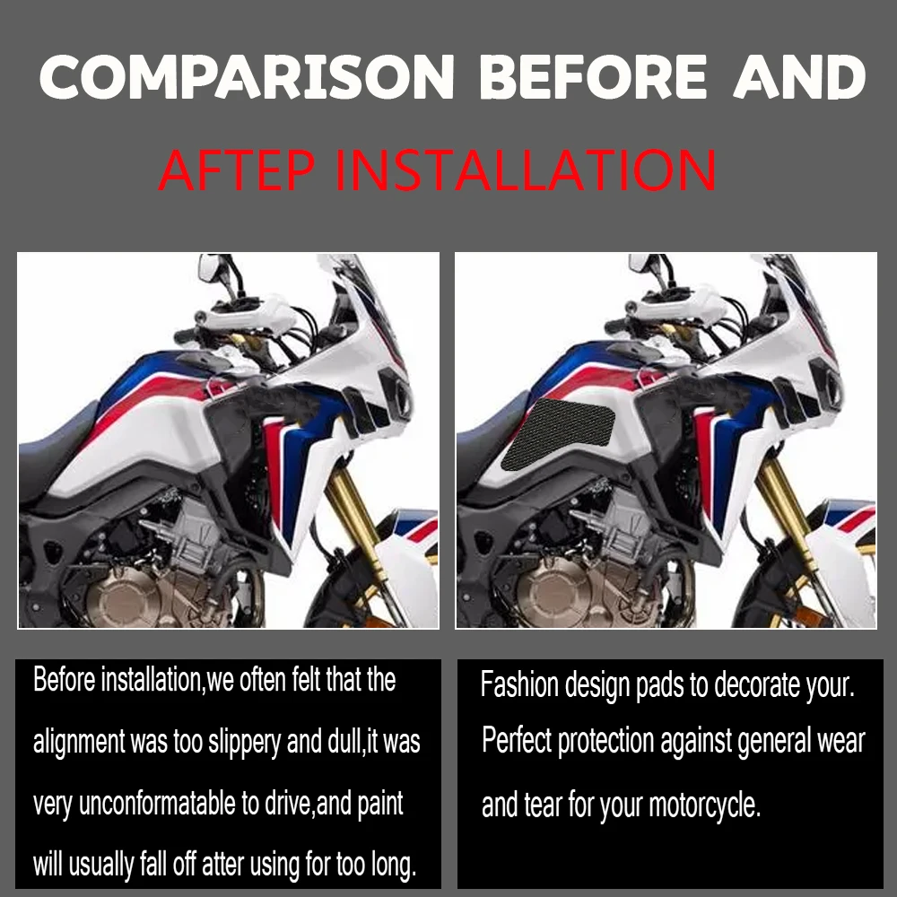 Motorcycle Side Fuel Tank Pads For Honda Africa Twin CRF1000L Adventure Sport Tank Pad Protector Stickers Knee Grip Traction Pad