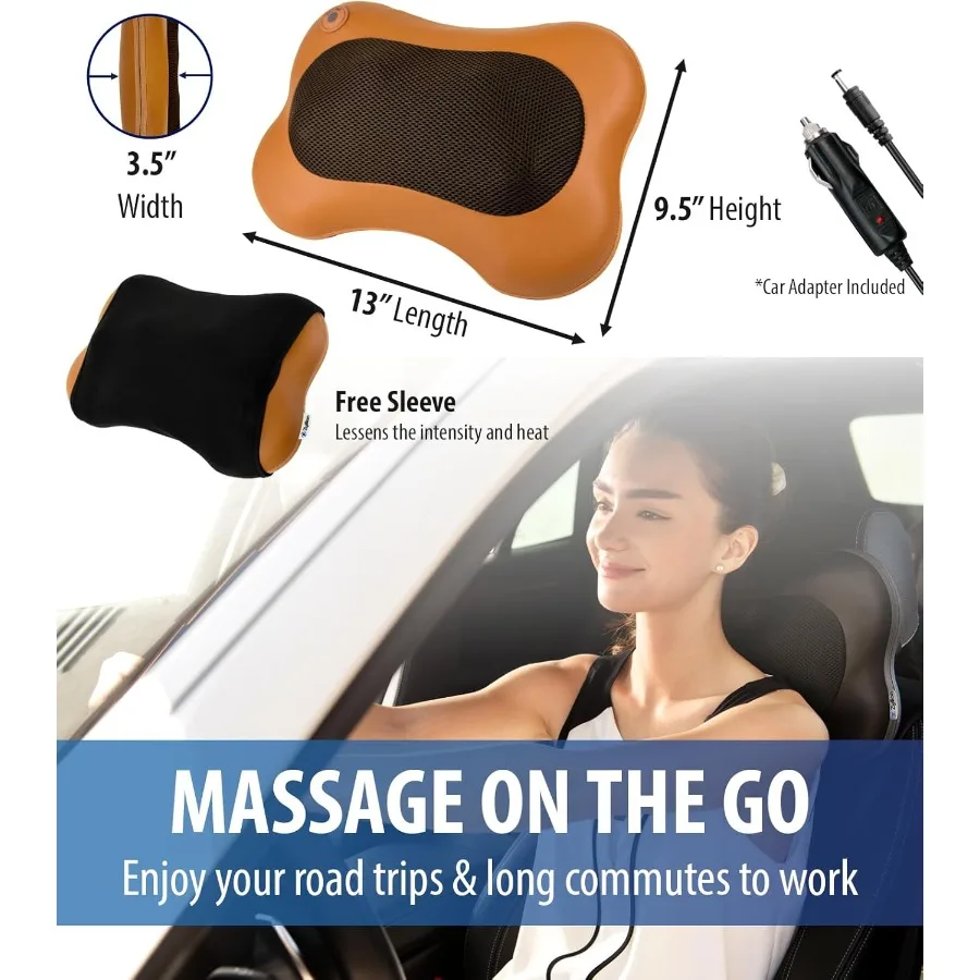 Shiatsu Back and Neck Massager with Heat 3D Electric Kneading Deep Tissue Massage Pillow for Muscle Pain Relief in Brown Ideal - Image 4