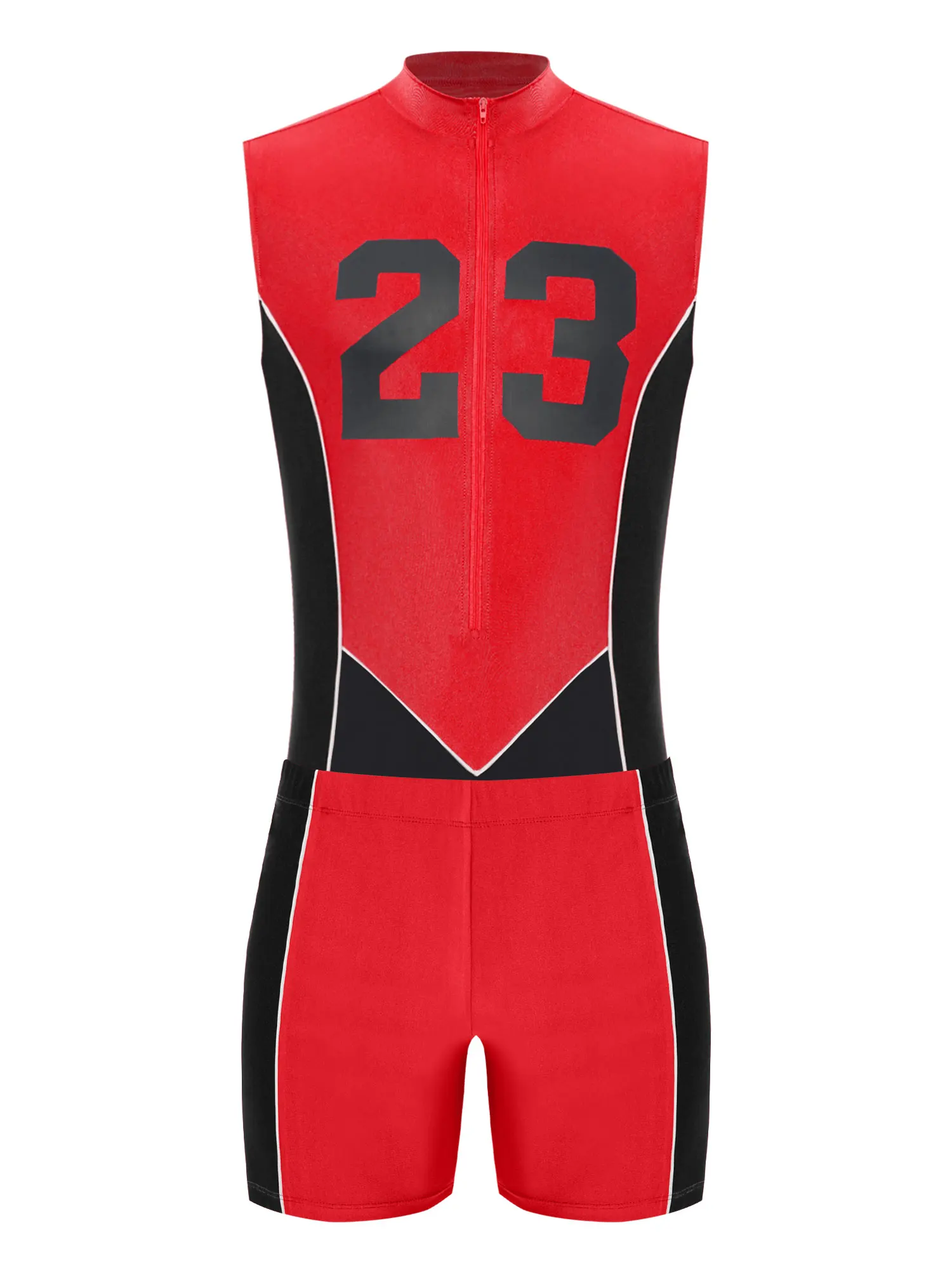 AliExpress New Mens Color Block Sport Suit Swimsuit Sleeveless Front Zipper Leotard with Shorts for Adult Cycling Swimming Running Workout