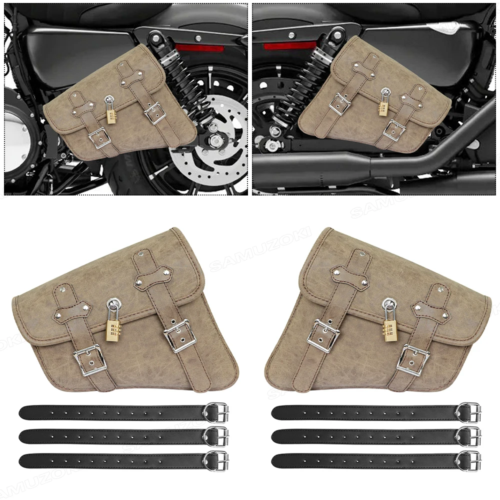 

Triangle Synthetic Leather triangle Side Saddle Bag for Cafe Racer ATV Harley Sportster XL 883/1200