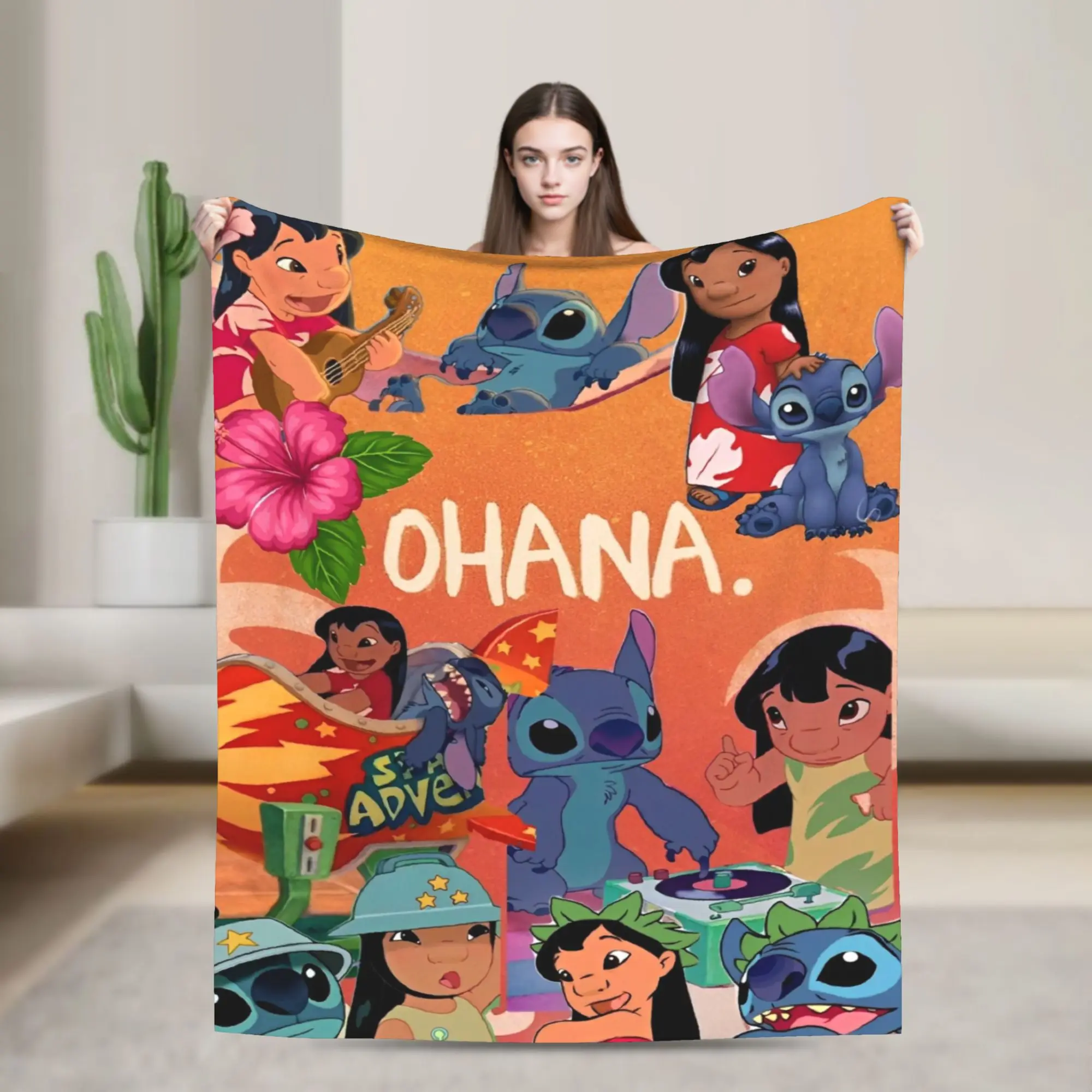 

Одеяла Лило и Стич, милое фланелевое винтажное теплое одеяло с героями мультфильмов для покрытия стула, дивана, весна-осень