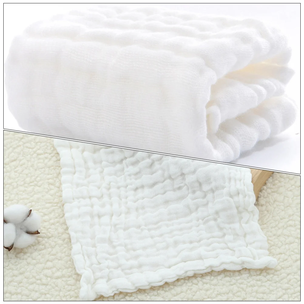 5 Pcs Bath Bath Baby Towels Foam Cotton Bib Baby Essentials Hand Bibs Burping Cloth Newborn Muslin Washcloths White Child