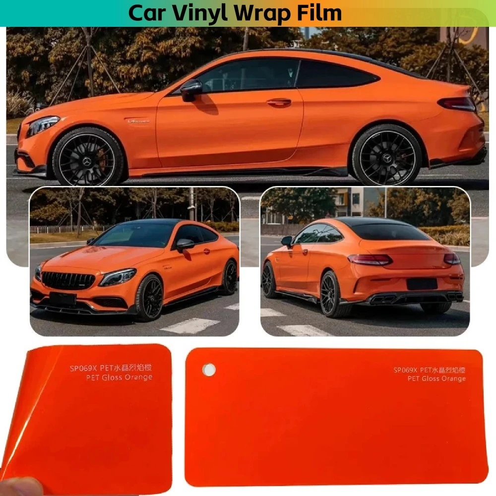 

Gloss Flame Orange Matte Chrome Vinyl Wrap, PVC Ice Series Car Sticker, Auto Vehicle Wrap Film Roll