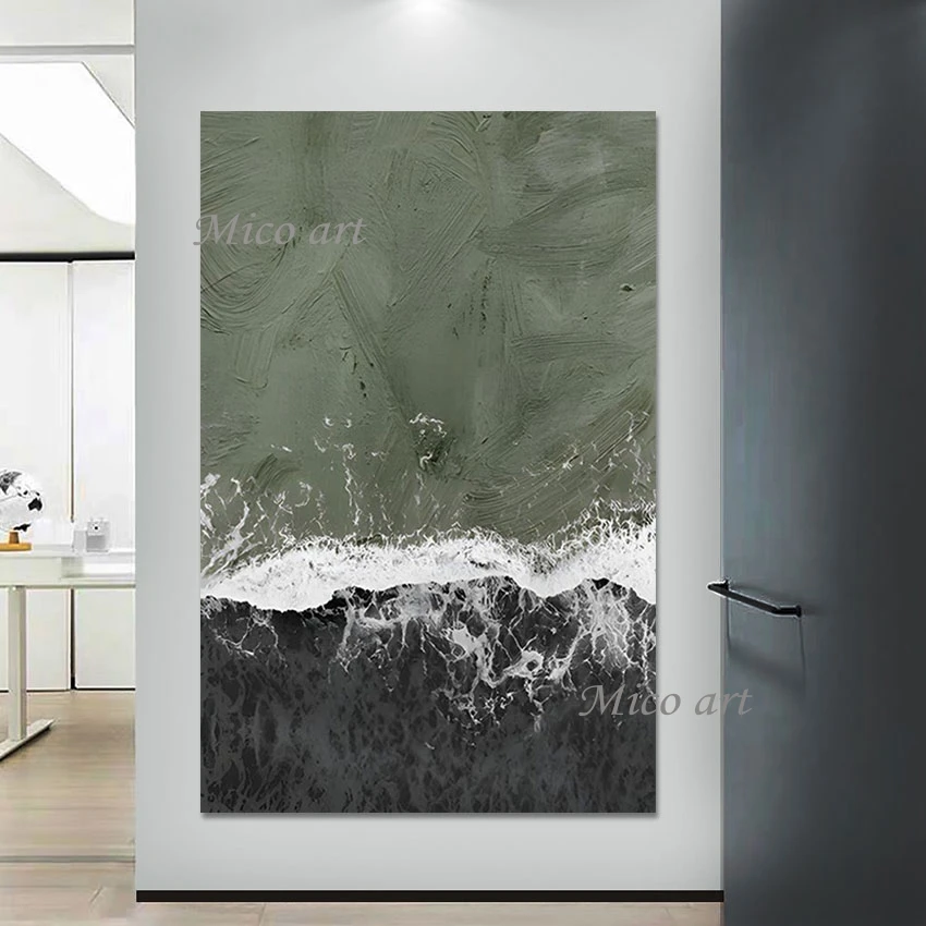 3d Beautiful Picture Scenery Wall, Art Abstract Canvas Design Unframed High Quality Sea Wave Textured Hand Painted Artwork Gifts