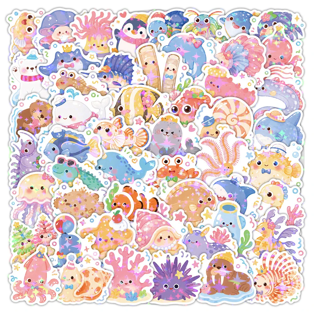 10/30/50 Stück Kawaii Meerestier-Graffiti-Aufkleber Bunte Ästhetische Aufkleber DIY Gepäck Scrapbook Journal Niedliche Cartoon-Sticker