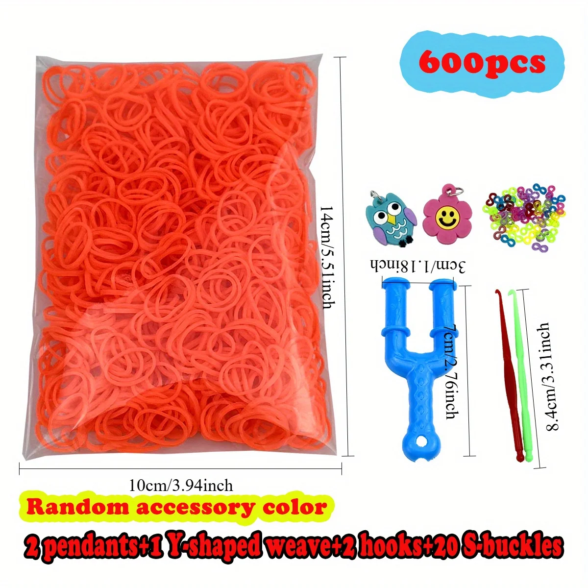 600 قطعة الأربطة المطاطية للأساور الملونة آلة النسيج حزام سوار مجموعة ، ألعاب النسيج المرنة للفتيات LOOM BAND