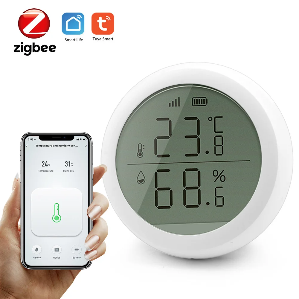 Smart Zigbee Temperature Humidity Sensor LCD Display Home Hygrometer Thermometer Changes Detection Tuya APP