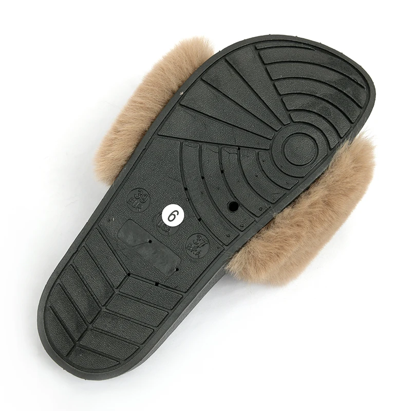 Fashion Women Furry Slippers Ladies Shoes Plush Rex Rabbit Fur Fluffy Sandals Women\'s Fur Slippers Winter Warm Slippers