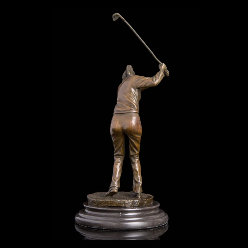 ZPT-034 Sport Statue Bronze Golf Player Sculpture Woman Golfer Figurines Girl Playing golf art decor For office