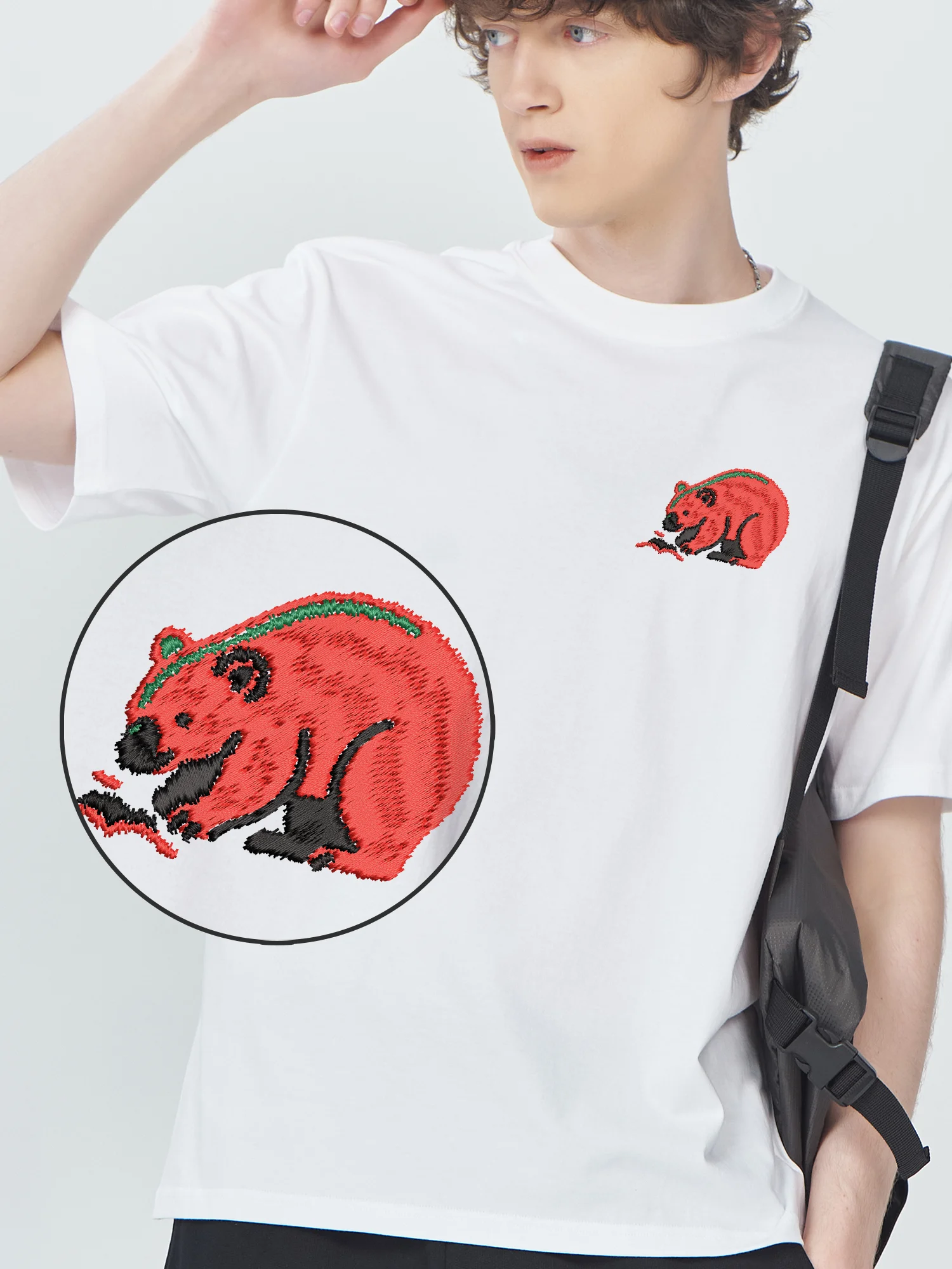 

Lovely Bear Embroidered T shirts Unisex Crew Neck Embroidery Short Sleeve Luxury Designer Comfortable Oversized T Shirt