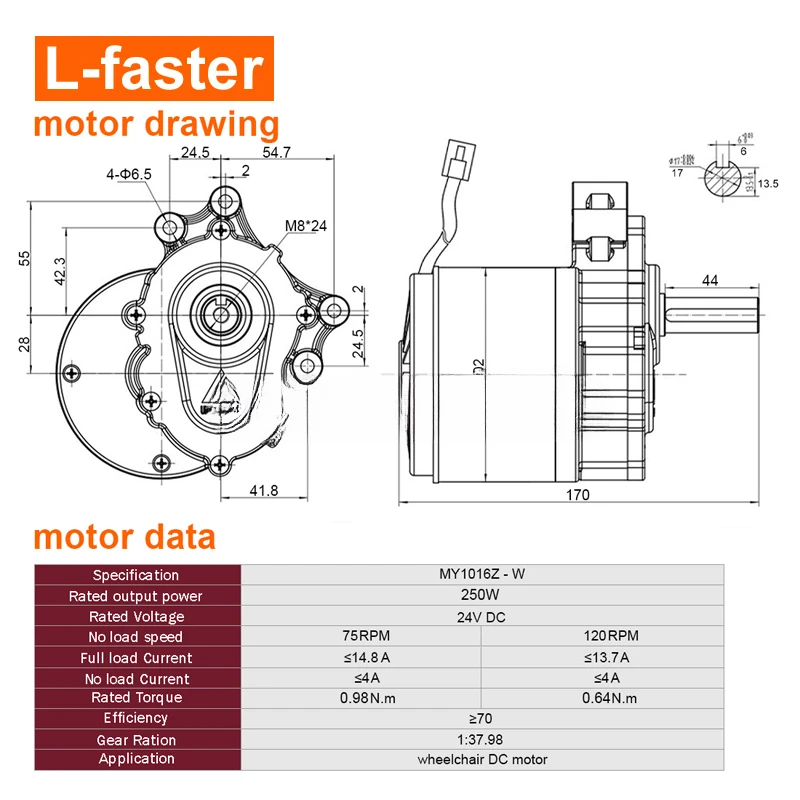 Motor Conversion Kit for Orchard Garden, Electric LawnMower Cart, 4WD, 10in Wheel, Farm Tools, 1000W