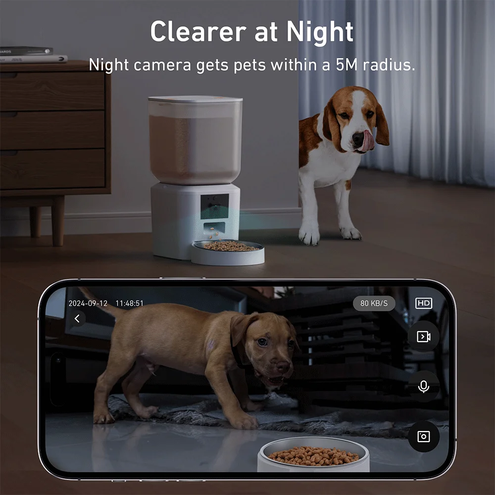 8L Automatic Cat Feeder With 1080p Camera Video WiFi Cat Food Dispenser Pet Smart Voice Recorder Remote Control Pet Auto Feeder