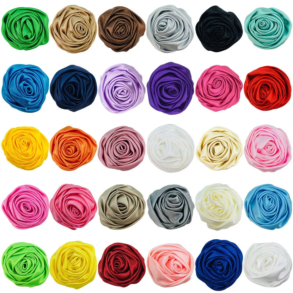 

600pcs 3.5cm Mini Handmade Rose Bud Sadin Cloth Brooch Flower Pet Accessories Pendant 29 Colors Spot Wholesale 600Pcs