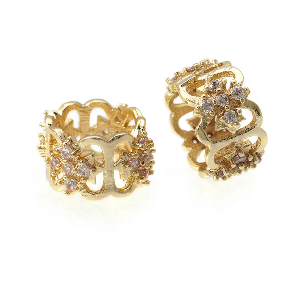 18K Gold Color Brass Zircon Wheel Bracelets Spacer Beads High Quality Diy Necklace Earrings Jewelry Accessories Making Supplies view 2