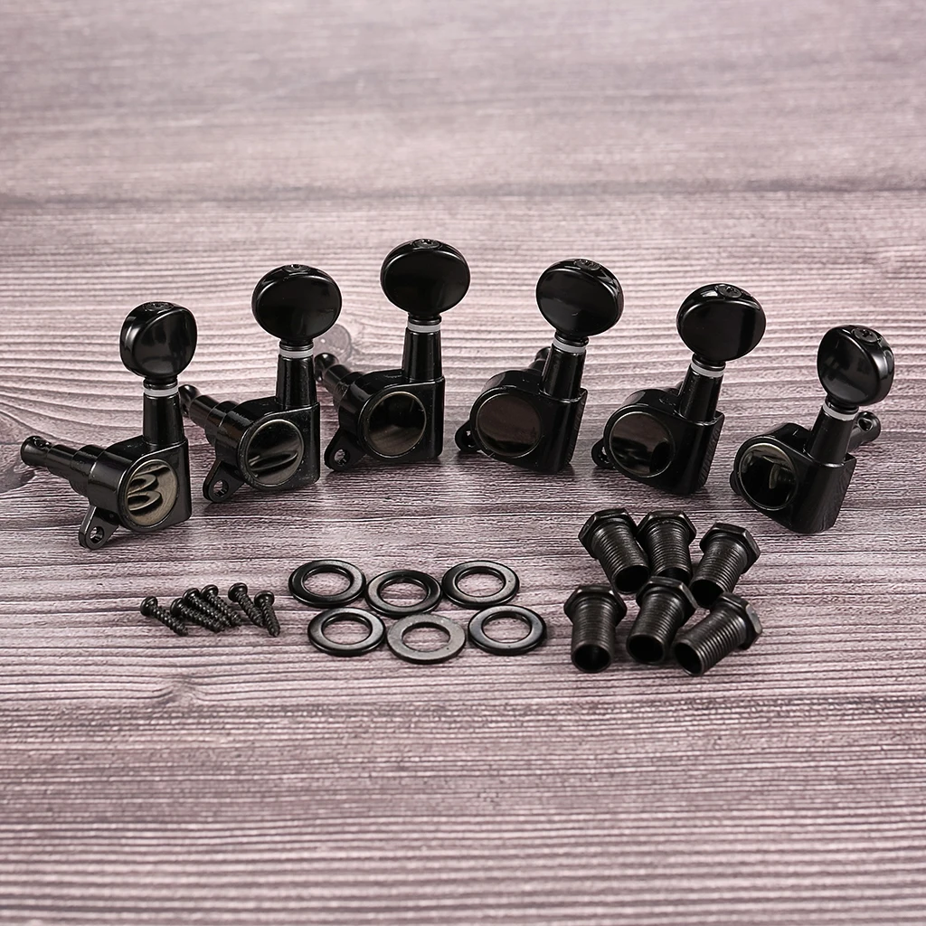 

Черные 6L герметичные тюнеры для гитары, колки, ключи, набор головок для замены акустической/электрической гитары