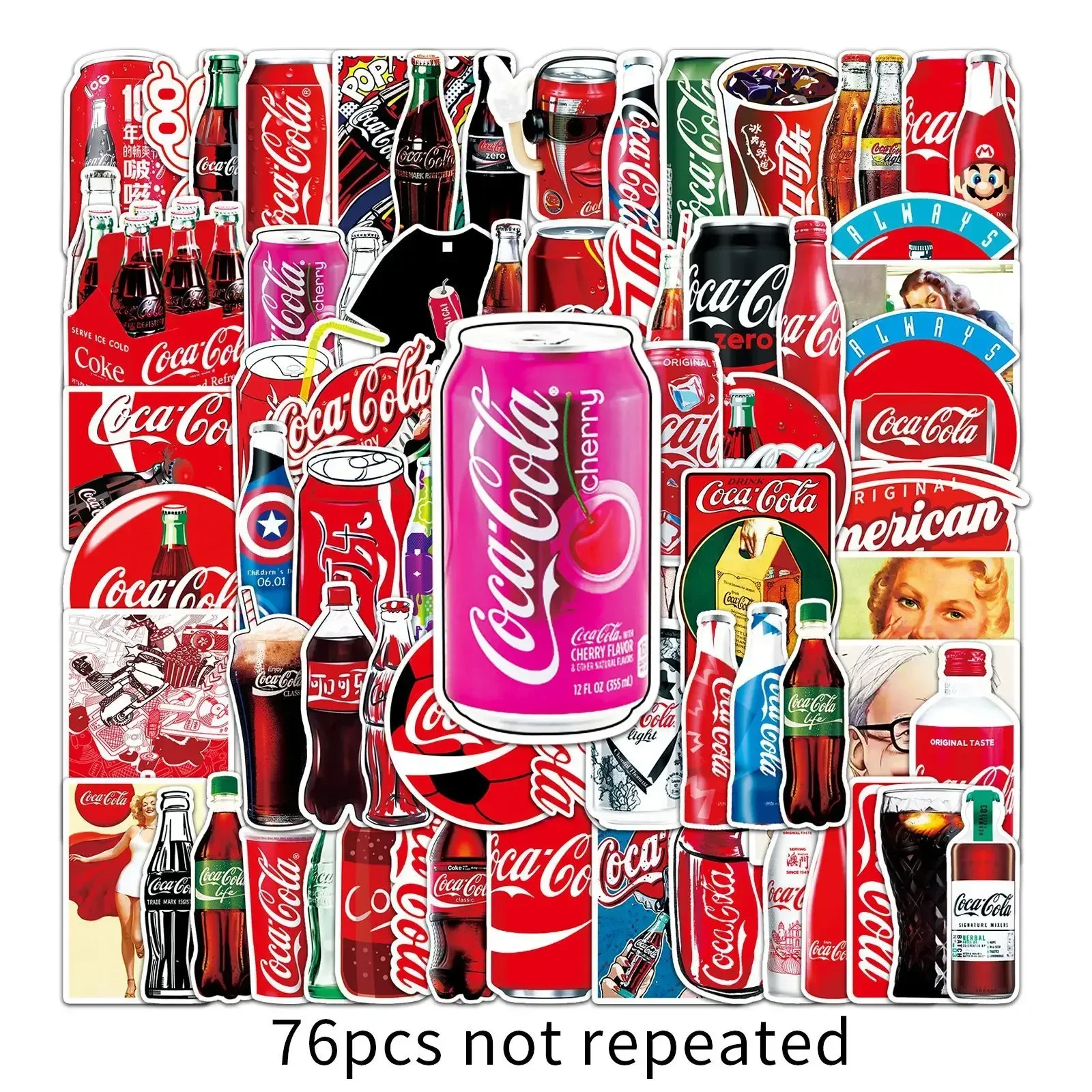 76pcs Coke Laptop Bike Car Decoration Waterproof Sticker