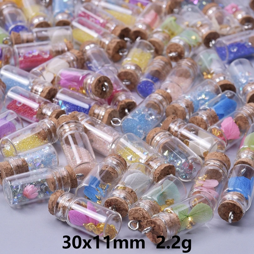 10/30/50/100pcs Mixed Glass Wishing Bottle Drifting Bottle Charms Pendants for Jewelry Making DIY Handmade Keychain Earrings